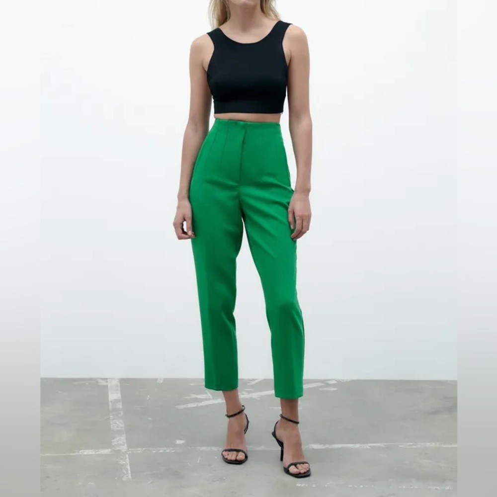 Zara high waisted pants (green)